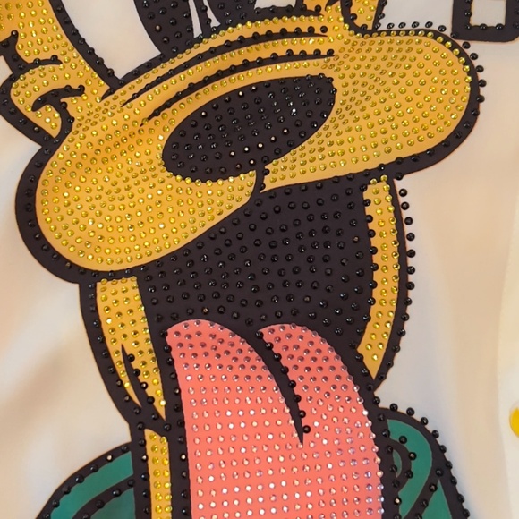 # A223  Nancy  Pluto Cartoon  Print Shirt Dress Disney  White Multi  NWT  S - Picture 6 of 12